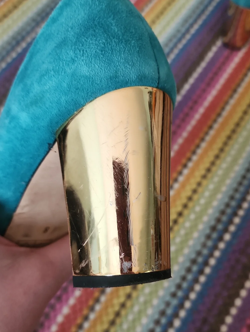 Dolce Vida Teal Suede Pumps With Gold Heel Size 8